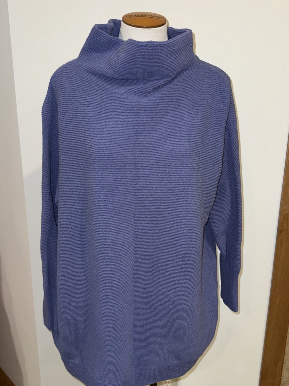 Free People Easy Street Tunic Blue Cowl Neck Sweater